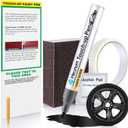 Meonum Wheel Touch Up Paint, Rim Scratch Repair Kit for Curb Rash, Rim Paint Pen for Car Scratch Quick Repair, with Masking Tape and Sanding Block(Gloss Black)