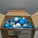 2 Pcs Christmas Balls Garland 6 ft Hanging Ornaments Xmas Balls Decorations with 2 Pcs 10 Feet LED Lights for Home Indoor Outdoor Tree Mantel Wedding Decoration (Blue, Silver)