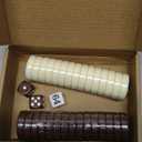 Premium Ceramic Game Pieces Set - 30 Versatile Pieces for Checkers, Chess Pieces only, Backgammon Pieces only, dice & More - Smooth Finish, Durable for Checkers Board Game (32MM, Brown and Off-white)