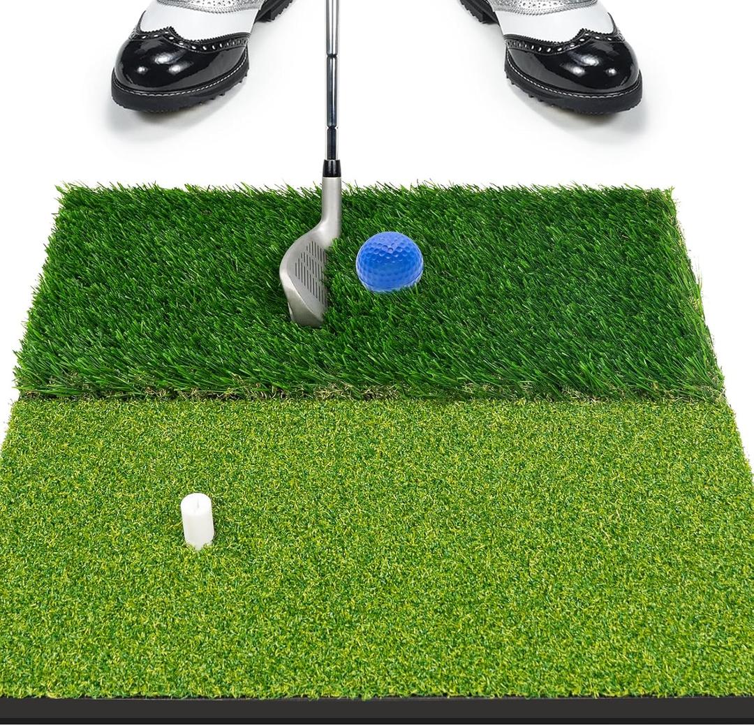 Foldable Golf Hitting Mat Dual-Turf Golf Practice Mat Portable Design Fairway and Rough Grass Surfaces Ideal for Backyard Office and Travel Swing & Chipping Practice