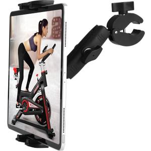 Treadmill Tablet Ipad Holder Bike Handlebar Mount Clamp for Stationary Bicycle Elliptical Spin Bike Peloton Stroller for 4-13" Devices, iPad Pro 12.9, Air, Mini, Galaxy Tabs, iPhone