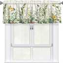 Eucalyptus Leaves Valances for Window, Kitchen Window Curtain Sage Green, Floral Leaf Decorations Valance for Living Room Laundry Bathroom 54x18 inch with 3 inch Rod Pocket