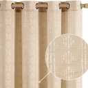 jinchan Boho Curtains for Living Room Farmhouse Beige Curtains 84 Inch Length for Bedroom Semi Sheer Drapes Geometric Striped Printed Mudcloth Light Filtering Grommet Curtains 2 Panels (50"W x 84"L (Pack of 2)