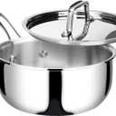Duxtop Whole-Clad Tri-Ply Stainless Steel Saucepan with Lid, 3 Quart, Kitchen Induction Cookware
