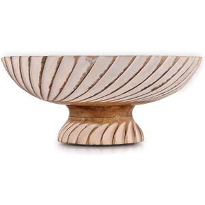 NIRMAN FRUIT BOWL Mango Wood Fruit Bowl Pedestal Bowl for Table Dcor, Wooden Fruit Bowl for Kitchen Counter Pedestal Fruit Bowl, Dried Fruit (12" X 12" X 4.75")