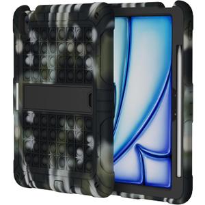 XZC for iPad Air 11 Inch Case 7th/6th Generation (M3/M2) 2025/2024, Heavy Duty Shockproof Protective Cover with Pencil Holder and Shoulder Strap (Camouflage)