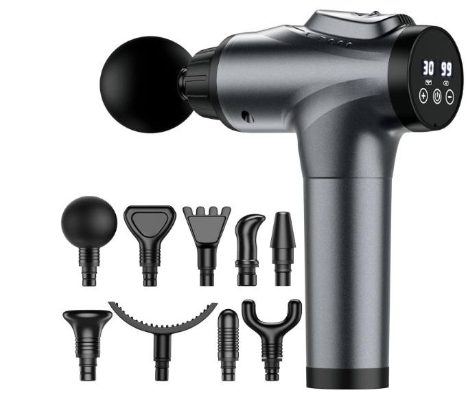 Massage Gun, Muscle Massage Gun for Athletes Handheld Electric Deep Tissue Back Massager, Percussion Massage Device for Pain Relief with 30 Speed Levels 7 Heads