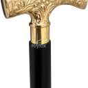 Antique Brass Walking Stick Deluxe Walking Cane Beautiful Brass Golden Handle Walking Stick for Men and Women Gift, 37"