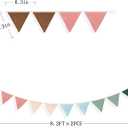 2 Sets of Brown Pink Blue Green Nursery Garland 24pcs Rainbow Linen Fabric Baby Banner Triangle Pennant Flags Streamers for Kids Birthday Boho Baby Shower Party Decorations Baby Bedroom Nursery Decor