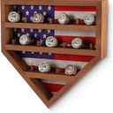 Championship Ring Display Case 18 Slots Championship Ring Storage Stand Wooden Sports Ring Holder Wall Mount Trophy Ring Organizer for Gift Baseball Basketball, 12 x 12 x 2 inch (Walnut)