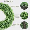 24 Inch Artificial Boxwood Wreath Spring Summer Wreath Faux Greenery Wreaths for Front Door Outside Wall Window Porch Farmhouse Garden Wedding Party Home Decor