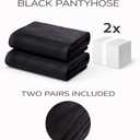 PIOGOWE 2Pack Sheer Tights for Women, 20D Legs, 40D Reinforced Top, Run-Resistant Knit, High-Stretch Waist, Reinforced Toes (Black, XL)