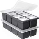 Large Ice Cube Trays for Whiskey: GGOW Big Silicone Ice Cube Trays 2Inch - Huge Square Ice Cubed Tray for Whisky and Cocktail (Black)