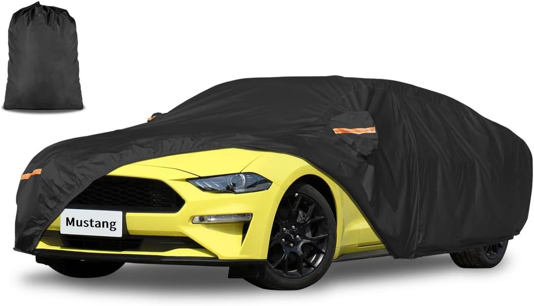 Car Cover Waterproof All Weather Custom Fit for Ford Mustang 1994-2025, 420D Oxford Full Outdoor Automtive Heavy Duty Covers Windproof Snowproof Dustproof UV Hail Protection Accessories Black