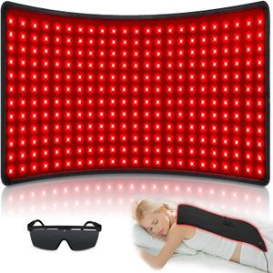 Red Light Therapy for Body, 24" x 12" Large Infrared Red Light Therapy Belt Pad with Timer for Back Belly Shoulder Muscle Pain Relief, 32W Portable 660nm 850nm Home Heating Light Therapy (Black)