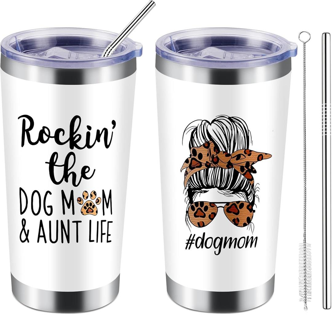 WFSJRED Cool Aunt Club Coffee 20 oz Insulated Tumblers with Lid & Straw | Aunt Gifts Stainless Steel Travel Coffee Tumbler Mug (AUNT LIFE Tumbler)