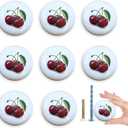8 Pack Round Cabinet Knob1.5 Cherries Fruit Ceramic Rustic Kitchen Cabinet Dresser Drawer Handle Pulls and Knobs