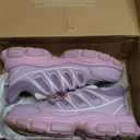 Hogent Steel Toe Shoes for Women Men Wide Non Slip Work Sneakers Indestructible Shoes Lightweight Breathable Construction Sneakers Puncture Proof Ergonomic Design (Whitepurple, 35)