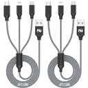 Xnewcable Multi Charging Cable 6ft 2Pack 3 in 1 Charger Cord, Multiple Rapid Nylon Braided Cable USB Charging Cable Multi Phone Charger Cord with Type C Micro Lightning USB Connectors for Cell Phones