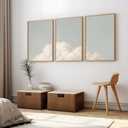 Clouds Wall Art Decor Over The Bed Sky Canvas Wall Art Abstract Minimalist Clouds Prints Painting Blue Sky Wall Decor Pictures for Living Room Bedroom 24x36 Inch Unframed Set of 3