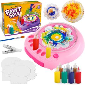 Hewaurorion Paint Spin Art Machine Kit for Kids, Arts & Crafts Painting Spinner Toys Kits Sets for Boys & Girls Ages 6 7 8 9 Year Old Pink