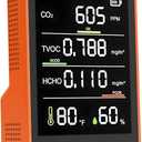 5-in-1 Professional Indoor Air Quality Monitor Indoor Portable CO2 Monitor | Temperature | Formaldehyde Detector | Humidity TVOC | Air Quality Tester - Confined Space Clean Air Monitor (Orange)