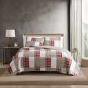 Eddie Bauer - Quilt Set, Reversible Cotton Bedding with Matching Shams, Luxurious Bedding Set (Camino Island Red, Queen)