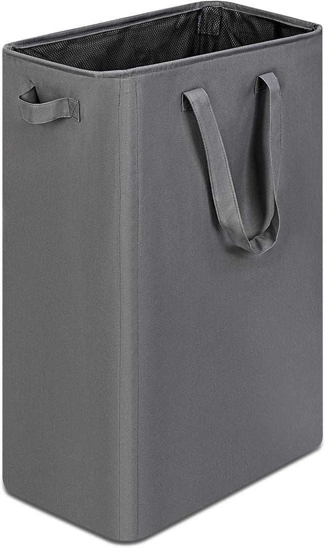 efluky Slim Laundry Basket, Narrow Laundry Hamper with Handles, Collapsible Dirty Clothes Hamper, Tall Laundry Bin for Laundry Room, Dorm and Bedroom, 19.8 Gallon (75L) Grey