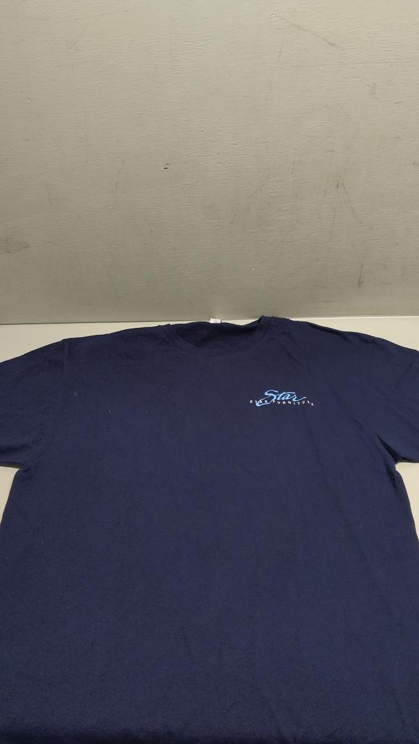 Star Furniture Mens Natural Script T-Shirt, L, Navy Blue