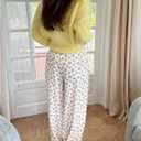 GORGLITTER Women's Cropped Button Up Fuzzy Cardigan Sweater Slouchy 3/4 Puff Sleeve V Neck Knit Tops (Yellow, M)