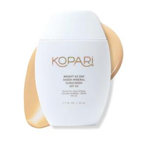 Kopari Bright as Day Sheer Mineral Sunscreen SPF 50, 100% Mineral Facial Sunscreen with Vitamin C & Niacinamide, Sheer Finish, All Skin Tones, 1.7 oz, BB 04/2027