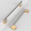 10 Pack 7"(178mm) Gold and Brushed Satin Nickel Cabinet Pulls Knurled Kitchen Cabinet Handles Drawer Pulls Cupboard Hardware for Cabinets