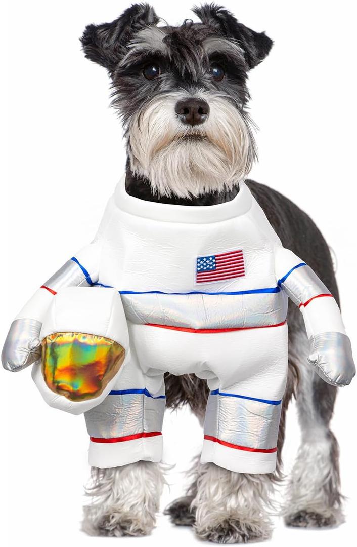 DELIFUR Dog Halloween Astronaut Costume - Pet Dress Up Spacesuit Funny Apparel Uniform Adjustable Cosplay Outfit for Small Dog (Astronaut, Small)