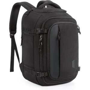 BAGSMART Travel Backpack Carry on Flight Approved, 28L Lightweight Backpack Fits 17.3 Inch Laptop for Men Women, Water Resistant Personal Item Travel Bag with USB Charging Port, Black