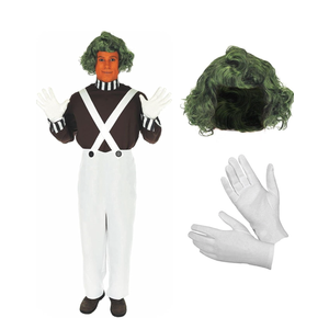 fun shack Mens Chocolate Factory Worker Costume, Chocolate Factory Costume, Candy Costume Adult Men, Movie Character Costumes S Without Hair