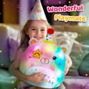 14" Happy Birthday Light up Musical Bear Plush Pillow Cute Rainbow Stuffed Animal Soft Kawaii Birthday Plushie Star Wink Funny Pillows Home Room Decoration Gifts for Toddlers Kids Girls