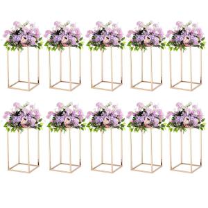 Fullvaseer 31.5inch Wedding Centerpieces for Tables,5pcs Gold Centerpieces,Tall Column Geometric Floral Vase for Birthday Party Event Table Decoration