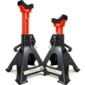 6 Ton Jack Stands (13,200Lbs) - Heavy Duty Car Jack Stand with Double Pin Locking, Adjustable 15.6"-23.4" Height, Extra Rubber Pads for Trucks, Garage, Home,DIY Use - 1 Pair Black