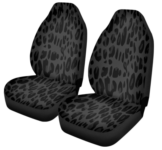 Car Seat Cover Black and Grey Fur Pattern Front for Cars, Easy to Install Cover Set, Accessories Auto Trucks Van SUV,2 Packs