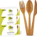 100% Biodegradable Cutlery Made of Vegetable Fibers, 300 PCS of 6.7 Long Heavy-Duty and Splinter Free Eco-Friendly Spoons, Forks & Knives, Perfect Sustainable Cutlery by The Veggie Straws