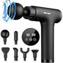 Gvber Massage Gun Deep Tissue, Mini Percussion Massage Gun for Athletes, Portable Muscle Massage Gun with 6 Massage Gun Attachments for Pain Relief - Back, Neck, Body & 30 Speed (Black)
