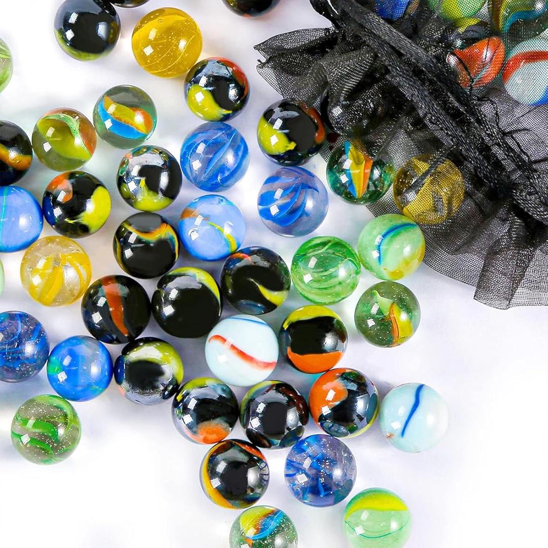 POPLAY Colorful Glass Marbles, 0.6inch Marbles Bulk for Kids Marble Games,DIY and Home Decoration
