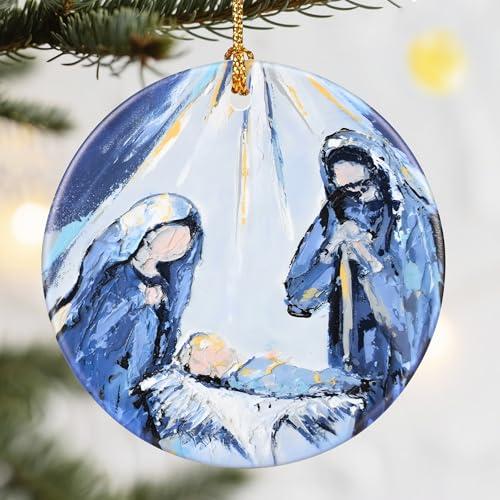 Religious Christmas Ornaments, Dodosky 2.8in Ceramic Nativity Ornament, Xmas Decor, Christmas Tree Ornaments, Xmas Decorations for Tree, Holiday Ornament, Gift Ideas, Christian Gifts, Religious Gifts, Color: Nativity C