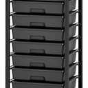 SYKIARIOL Rolling Storage Cart with Drawers,Utility Cart With 8 Drawers and Wooden Tabletop,Rolling Drawer Cart,Storage Drawer Cart for Living Room,Classroom,Bedroom,Bathroom,Dorm,Office, Black