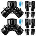 12 Set Drip Irrigation Kit, Included 2 Way Y Water Splitter Connector, 4 Pcs 25 PSI Garden Hose Pressure Regulator and 4 Pcs 1/2 Inch Irrigation Tubing Hose Adapter for Drip Irrigate System