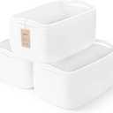 3-Pcs Shelf Baskets for Organizing, Closet Organizer Bins, Small Woven Baskets, Rope Toy Basket, Storage Basket for Shelves, Cube Decorative Box, 11.87.85.1, White