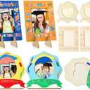 DoubleFill 8 Pieces Kindergarten Graduation Picture Frame Preschool Graduation Crafts DIY Wooden Photo Frame Gifts for Party Favor Decorations Classroom Activities (Round, Rectangle)