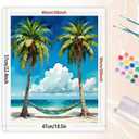 Tropical Hammock Paint by Numbers Kit for Adults - DIY Palm Trees and Beach Painting on Rolled Canvas 16x20In, Acrylic Paint Set, Suitable for Beginners, Art for Home Decoration or Gifts