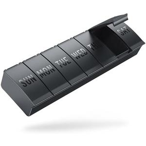 Barhon Pill Organizer Large, Weekly Medicine Pill Organizers, 7 Day Pills Box Case Travel for Big Vitamin Supplements Fish Oil, Black