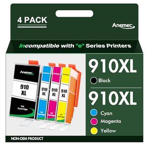 Anemec 910XL Ink Cartridges Combo Pack Replacement for HP Ink 910 XL Compatible with OfficeJet Pro 8020 8025 8028 8035 8030 8010 8015 8018 8022 Printer, 4 Pack
